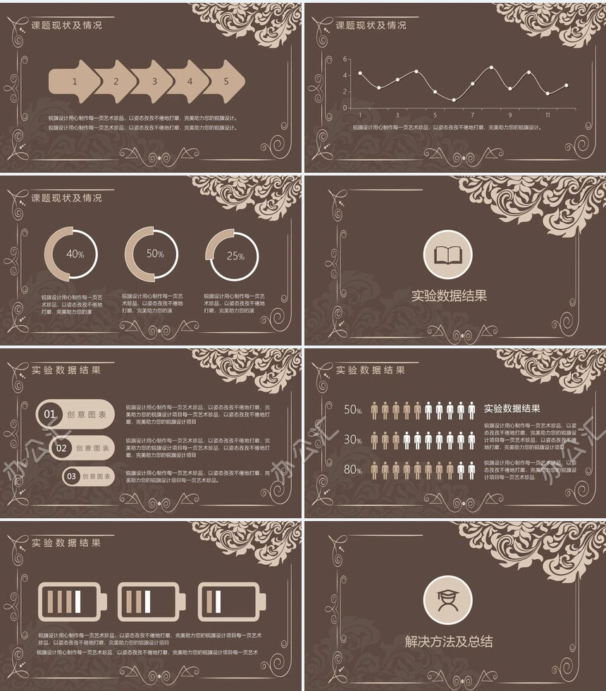 古典花纹毕业答辩PPT模板