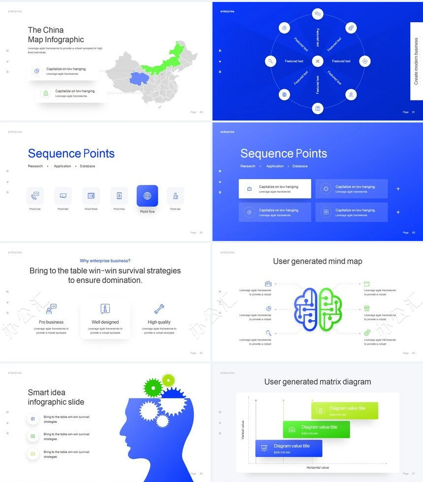 亮蓝时尚杂志风商业计划书公司宣传通用PPT模板