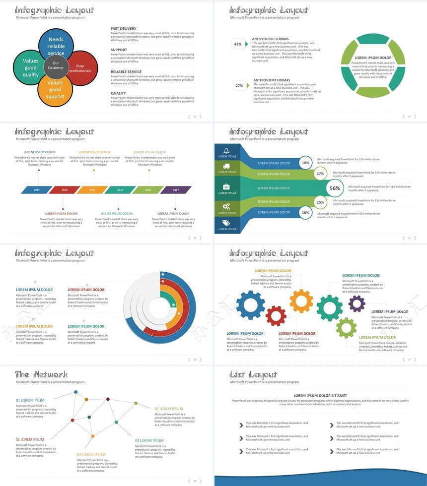 商务简约扁平化图表数据通用PPT模板