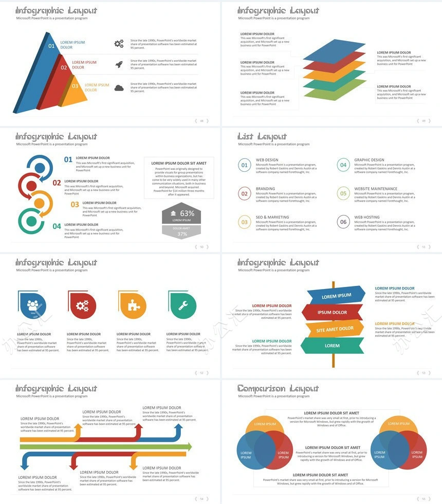商务简约扁平化图表数据通用PPT模板