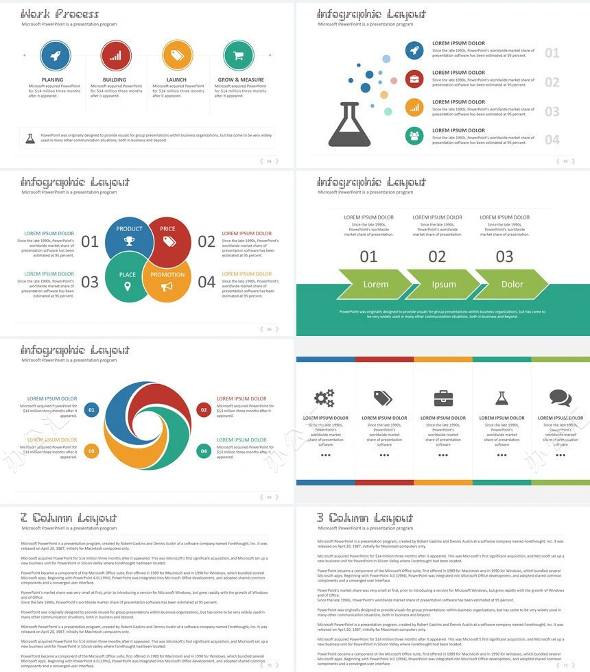 商务简约扁平化图表数据通用PPT模板