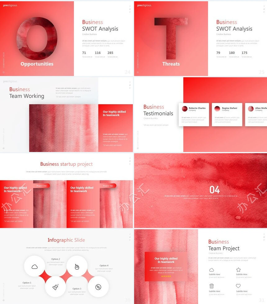 时尚欧美红色商业计划书广告策划设计摄影通用PPT模板