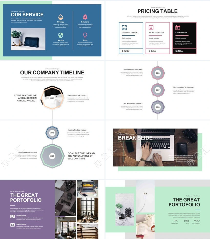 时尚简约杂志风通用PPT模板图片相册PPT模板