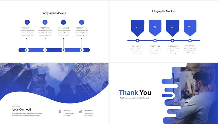 时尚简约蓝极欧美风公司简介商务报告项PPT模板
