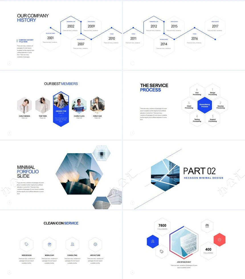 时尚简约蓝欧美风通用PPT模板