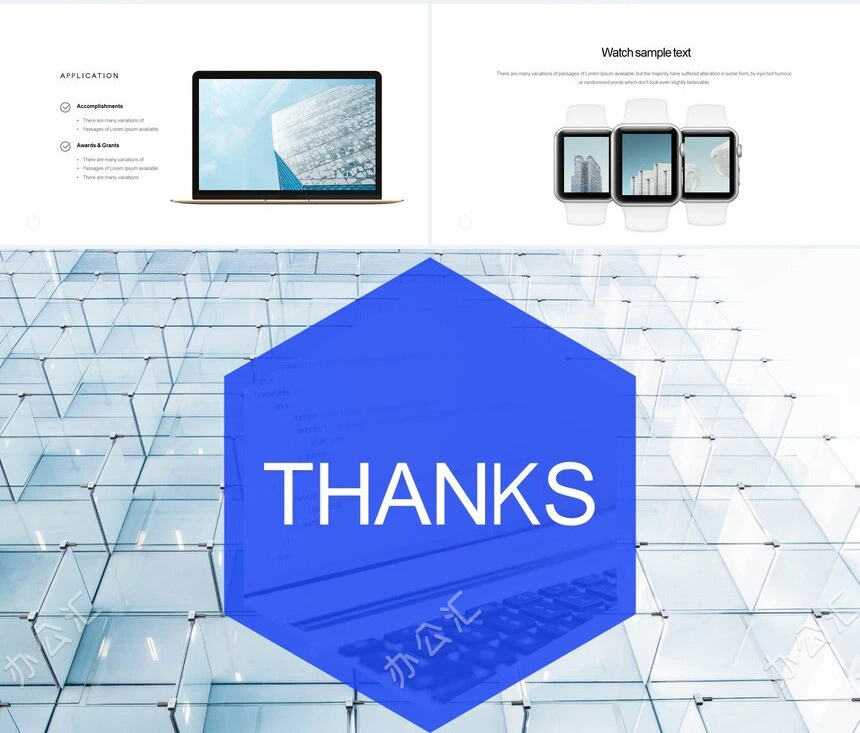 时尚简约蓝欧美风通用PPT模板