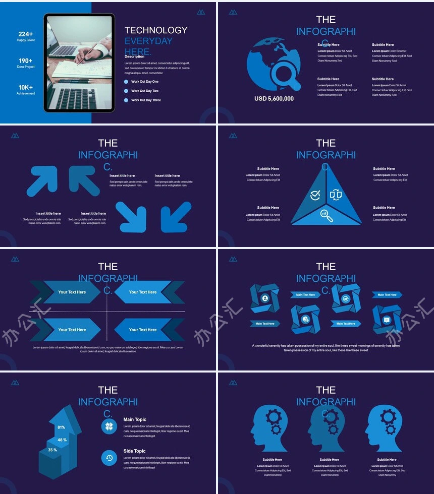 时尚蓝色扁平化公司简介商务报告项PPT模板