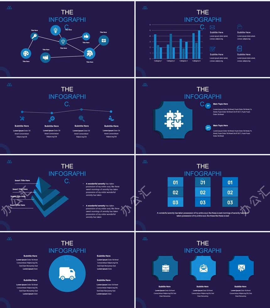 时尚蓝色扁平化公司简介商务报告项PPT模板