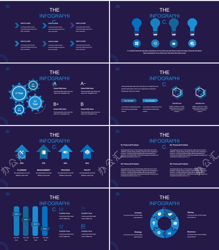 时尚蓝色扁平化公司简介商务报告项PPT模板