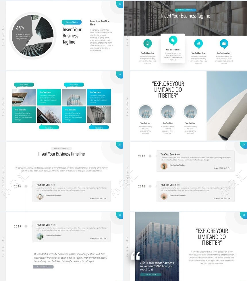 时尚蓝色扁平化数据分析广告策划商业计划书通用PPT模板