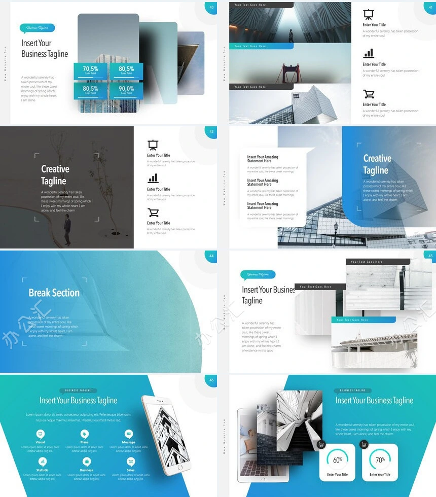 时尚蓝色扁平化数据分析广告策划商业计划书通用PPT模板