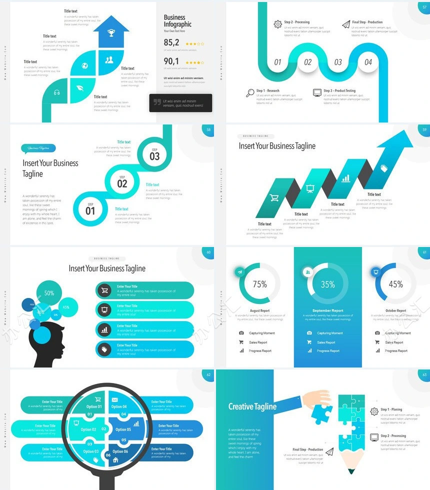 时尚蓝色扁平化数据分析广告策划商业计划书通用PPT模板