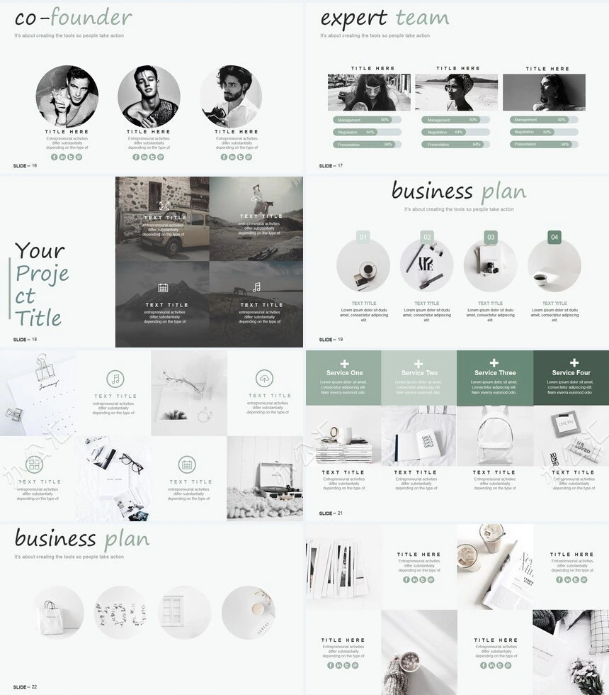 杂志风商务图片相册商业计划书项目简介PPT模板