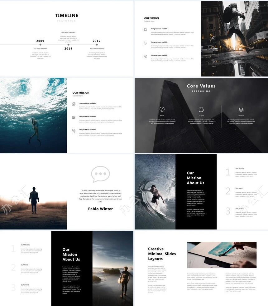 欧美商务瑜伽健身户外运动通用PPT模板