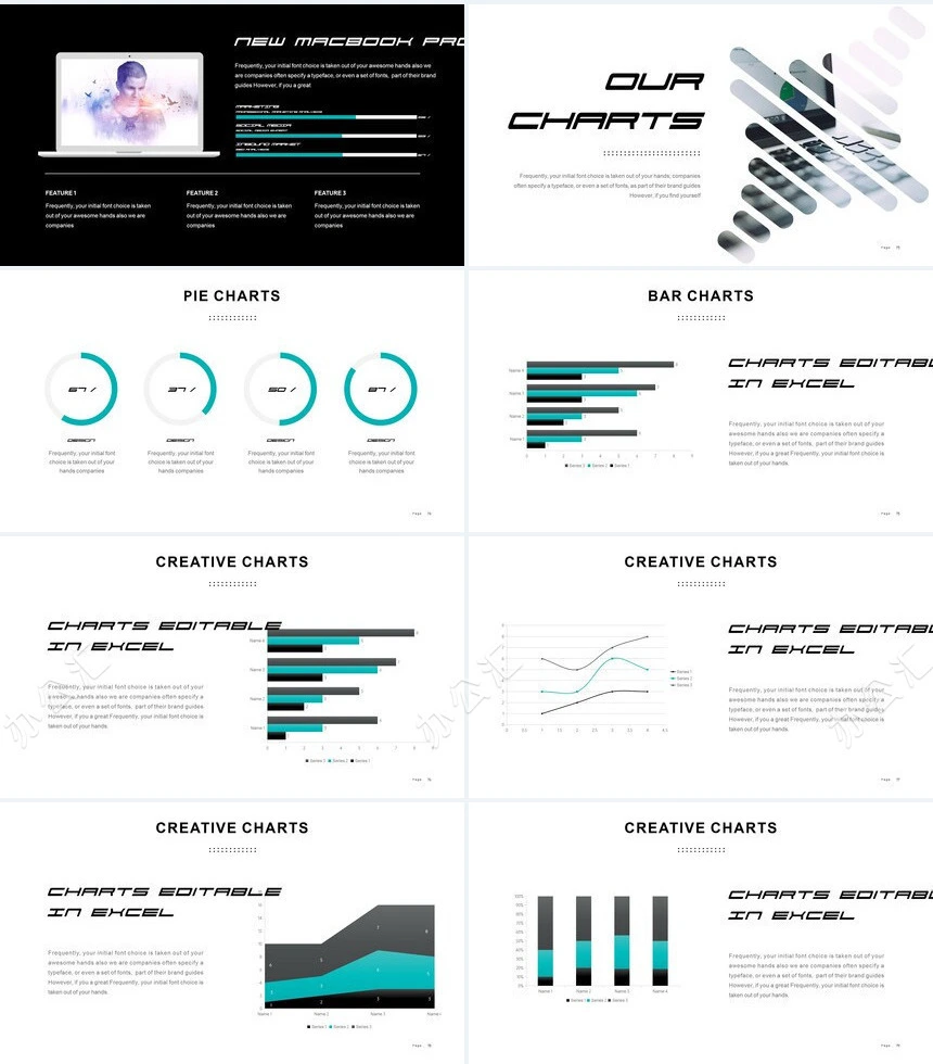 欧美时尚图型表格数据广告策划摄影设计品牌宣传PPT模板