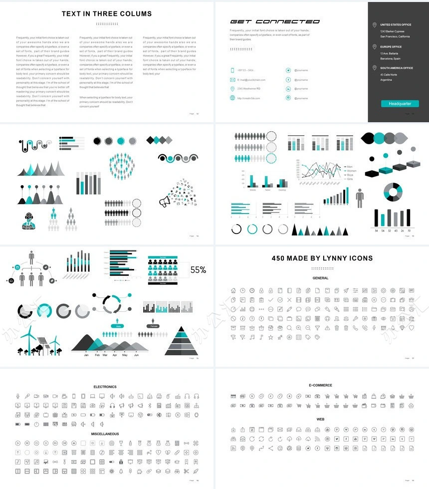 欧美时尚图型表格数据广告策划摄影设计品牌宣传PPT模板