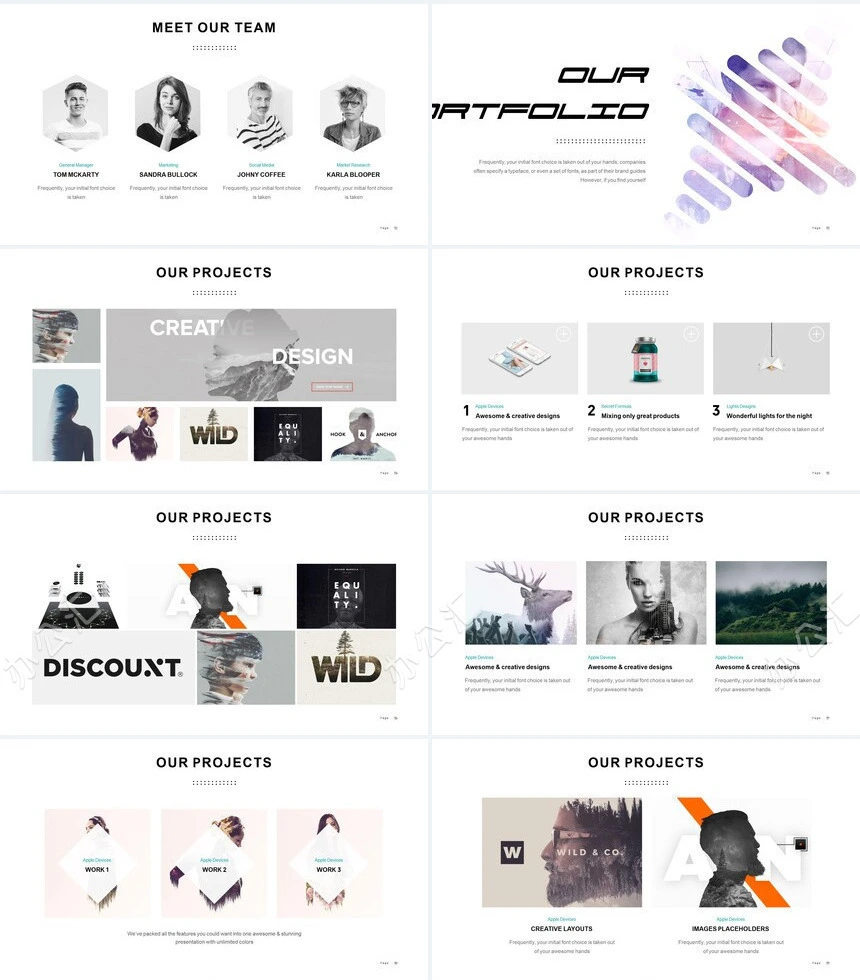 欧美时尚图型表格数据广告策划摄影设计品牌宣传PPT模板