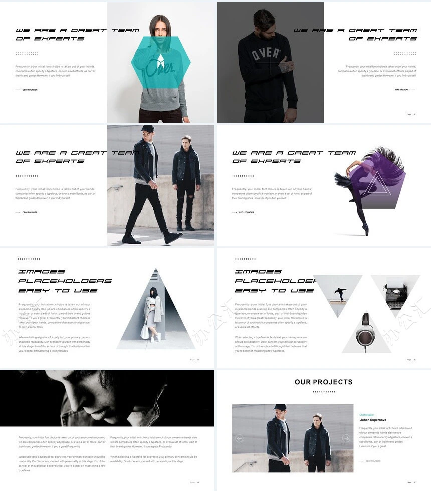 欧美时尚图型表格数据广告策划摄影设计品牌宣传PPT模板