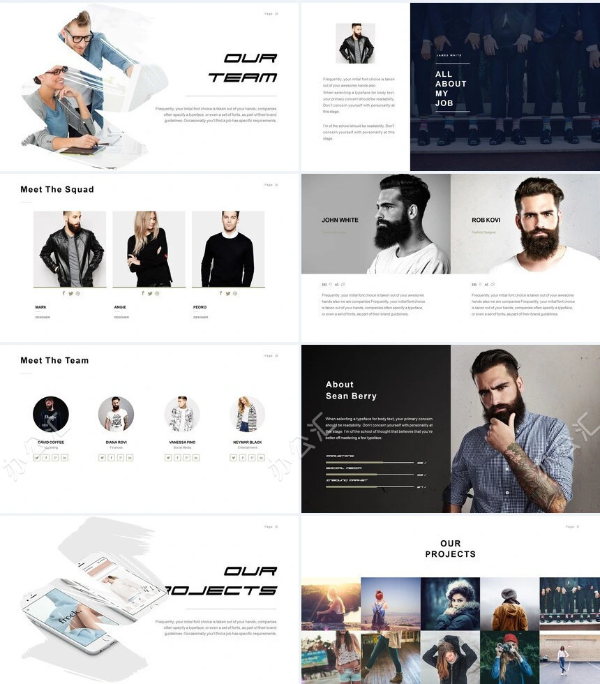 欧美杂志风表格数据通用PPT模板