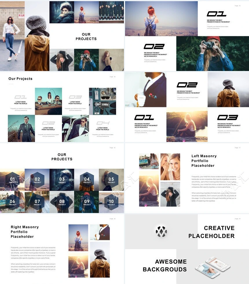 欧美杂志风表格数据通用PPT模板