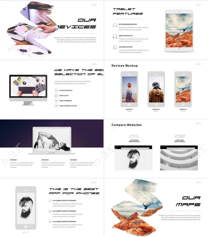 欧美杂志风表格数据通用PPT模板