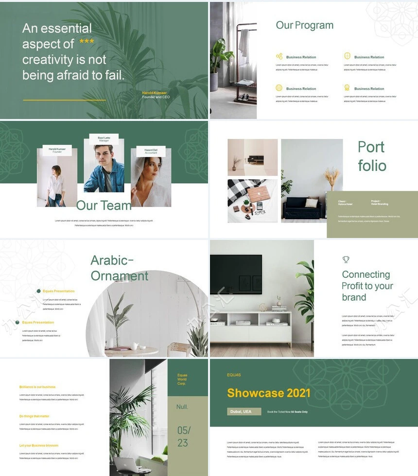 清色文艺复古欧美风通用PPT模板