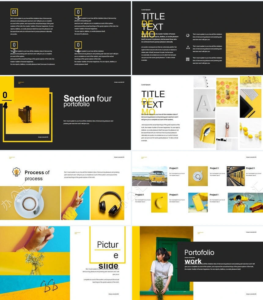 灰黄时尚欧美杂志风通用PPT模板