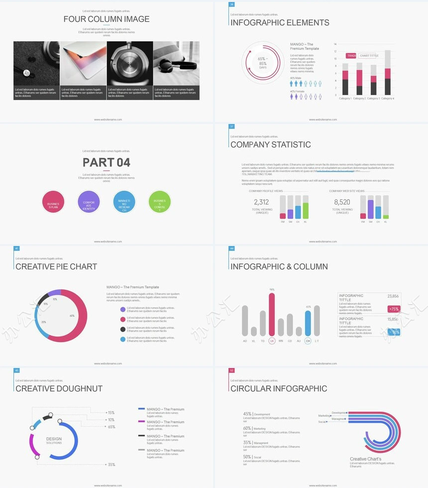 炫彩时尚简约杂志风通用PPT模板