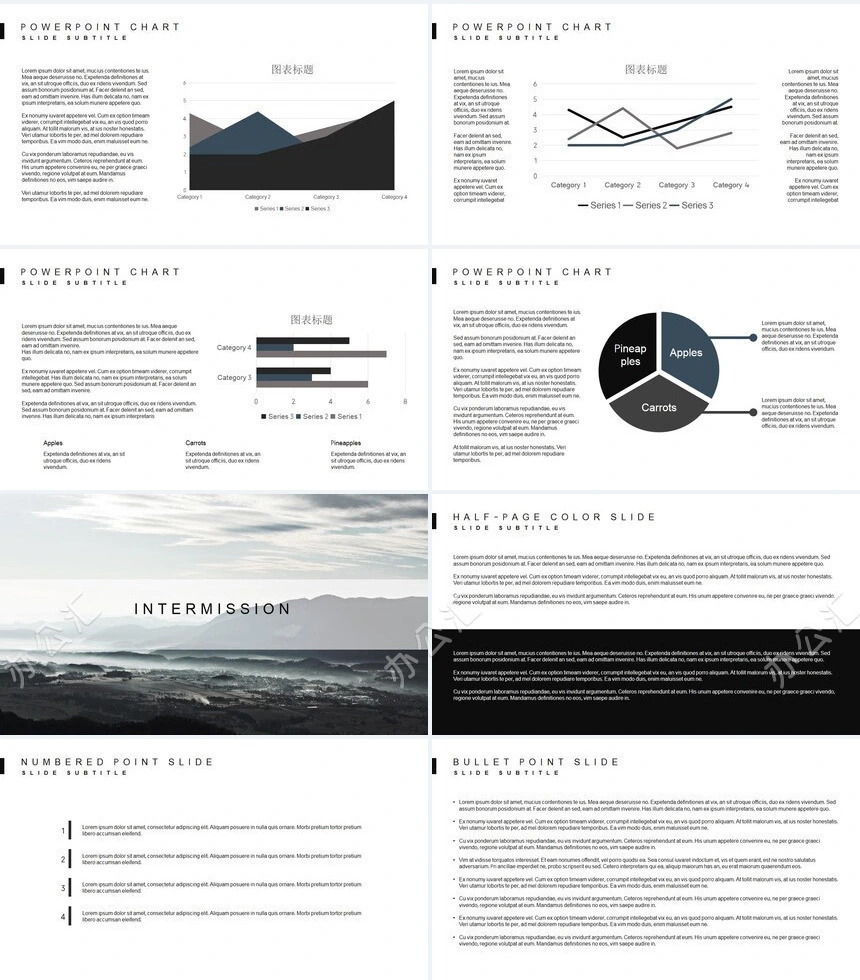 猫头鹰黑色底欧美风通用PPT模板