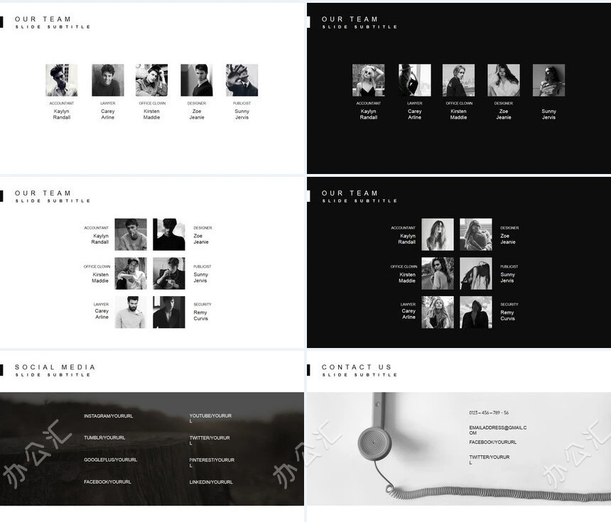 猫头鹰黑色底欧美风通用PPT模板