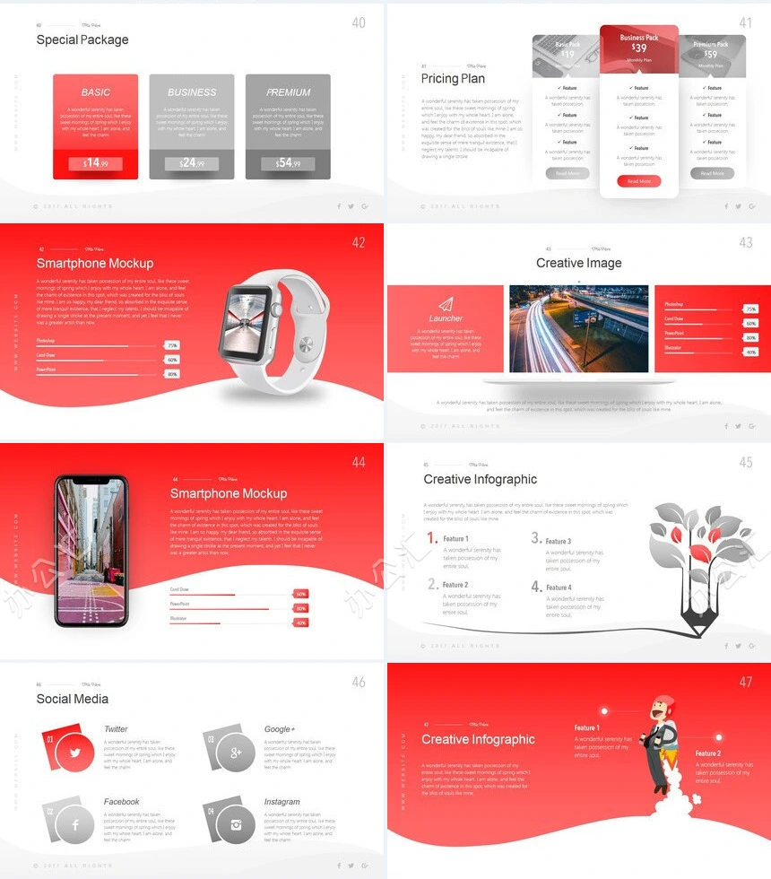 玫红渐变高级简约广告策划摄影设计品牌宣传PPT模板