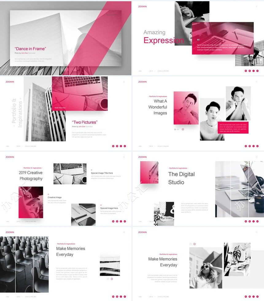 玫红灰广告策划产品介绍公司简介通用PPT模板