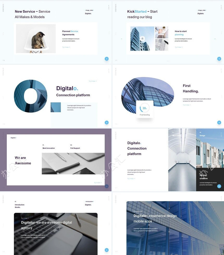 科技蓝通用PPT模板