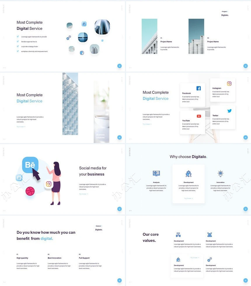 科技蓝通用PPT模板