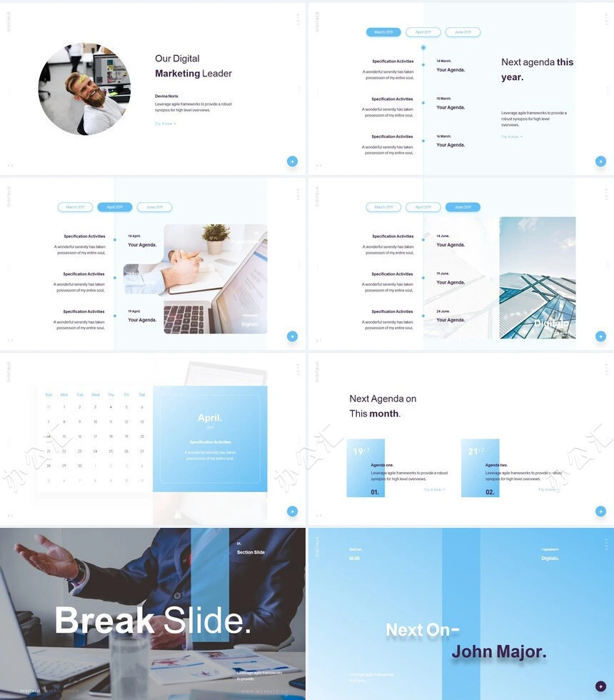 科技蓝通用PPT模板