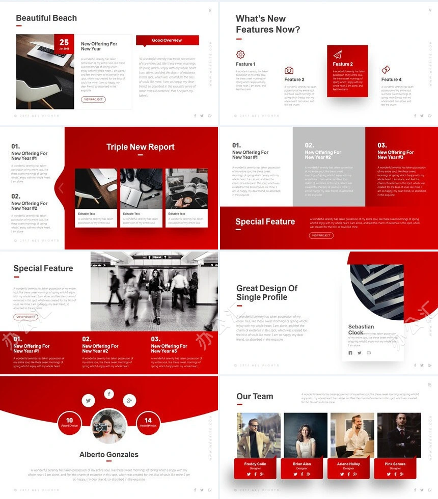 红灰商务欧美风数据表格企业宣传通用PPT模板