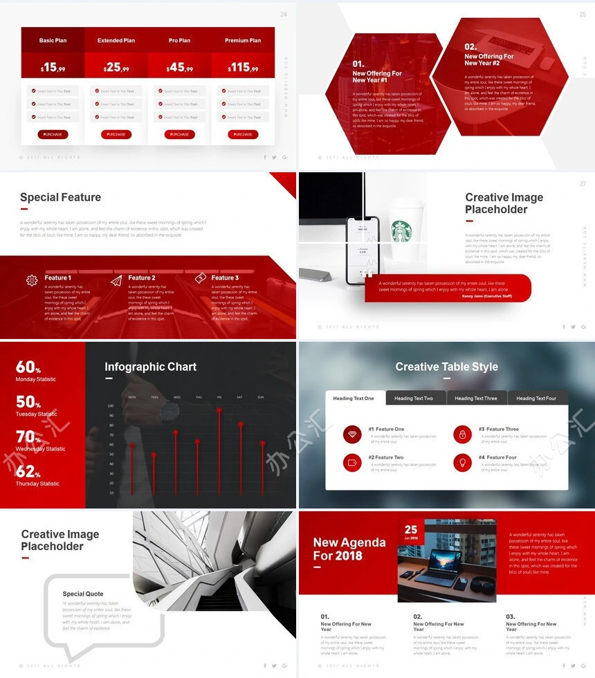 红灰商务欧美风数据表格企业宣传通用PPT模板