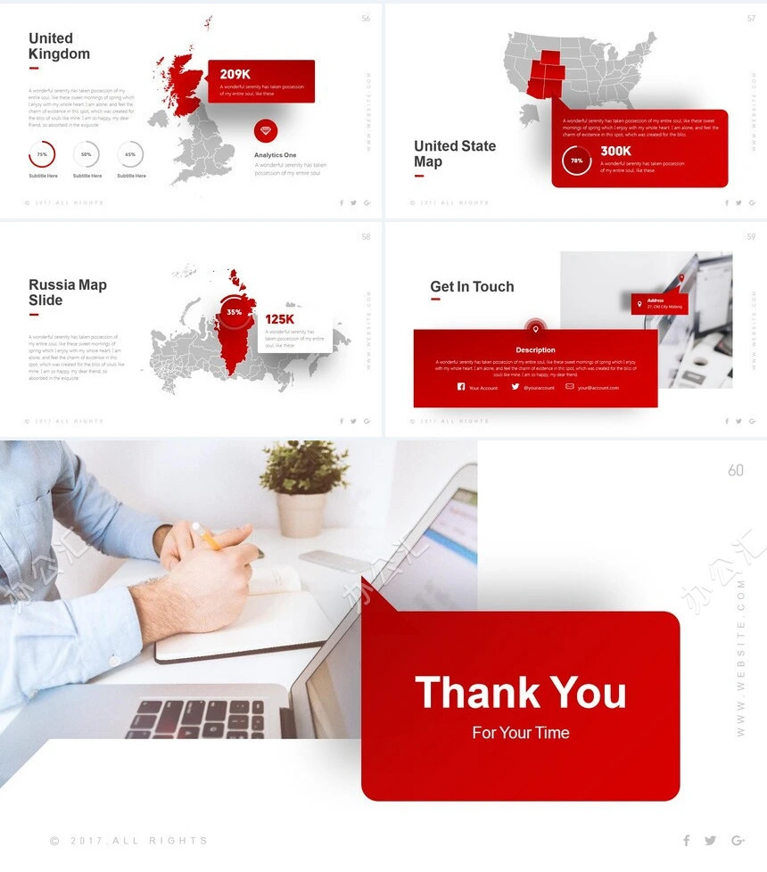 红灰商务欧美风数据表格企业宣传通用PPT模板