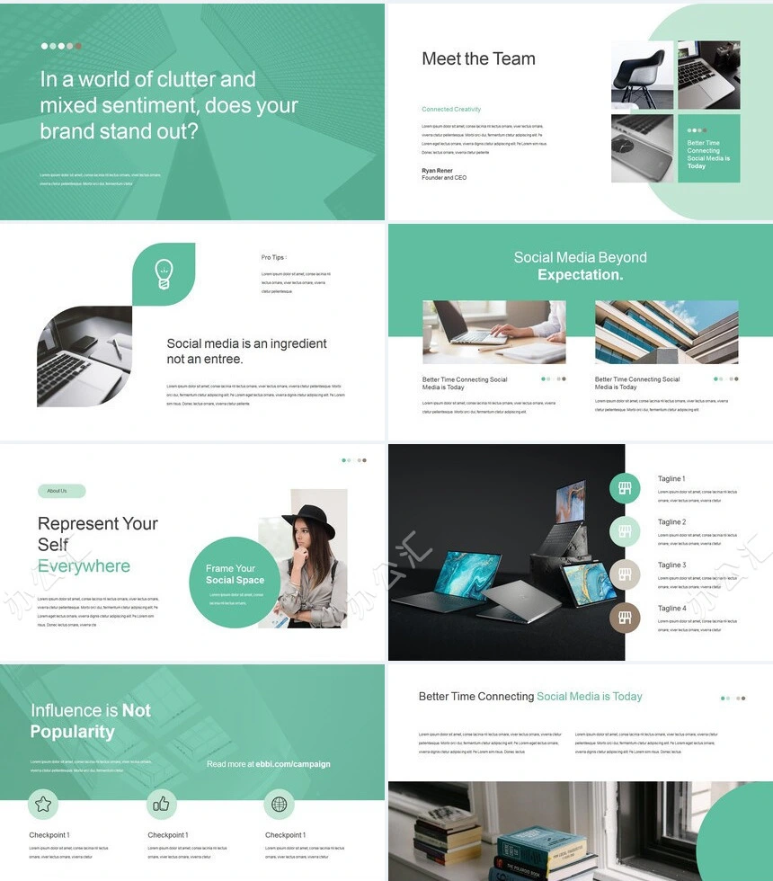 绿色小清新时尚欧美风商业计划书PPT模板