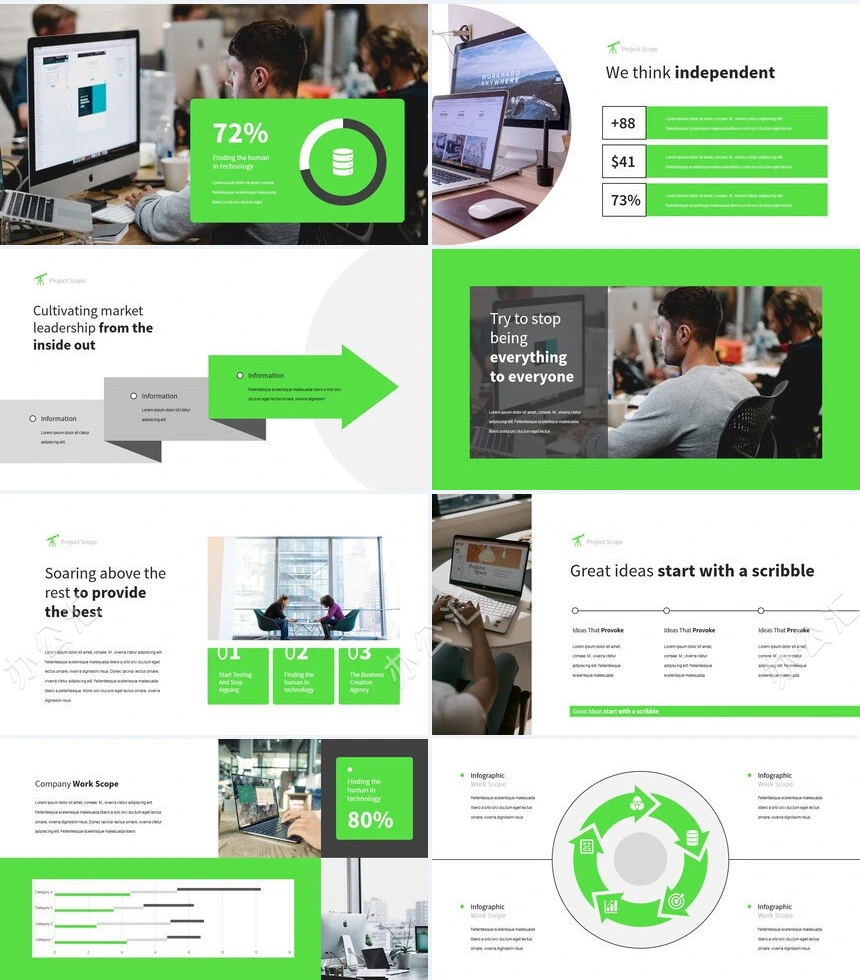 绿色节能环保欧美风通用PPT模板