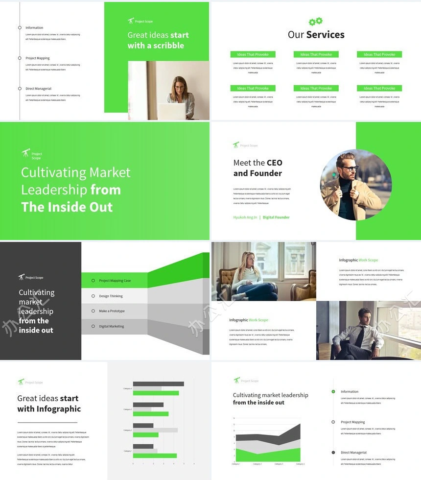 绿色节能环保欧美风通用PPT模板