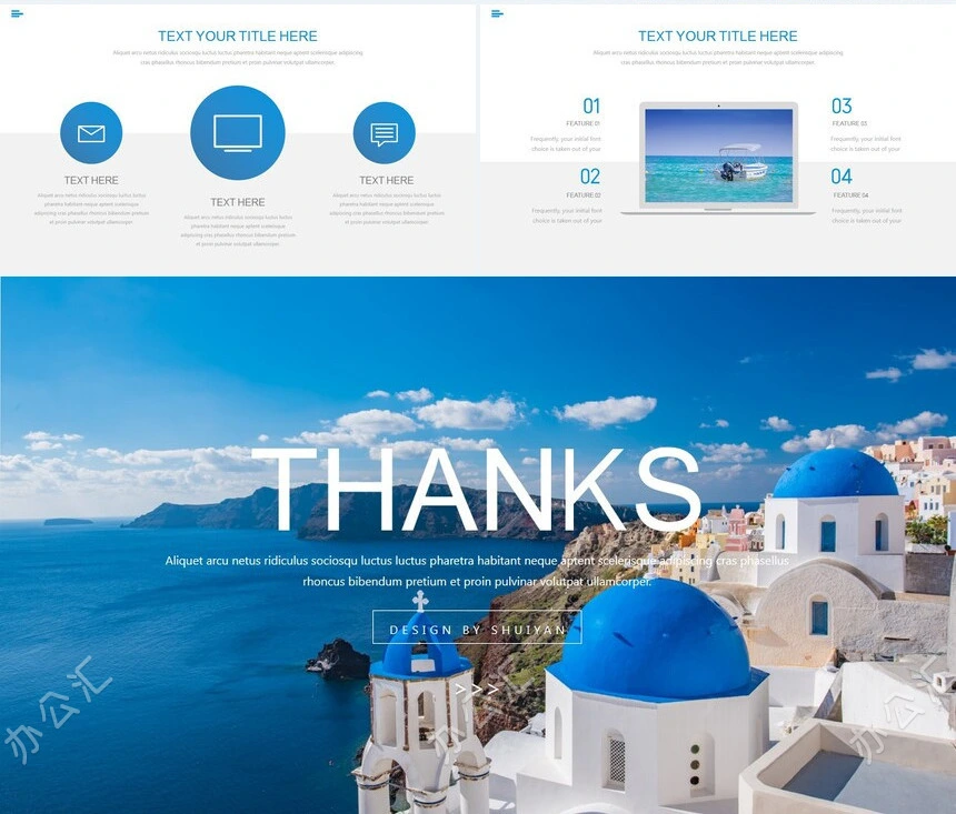 蓝色时尚欧美风旅行户外运动品牌宣传通用PPT模板