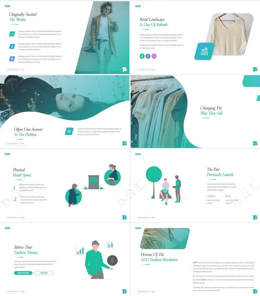 蓝色服装设计品牌宣传广告策划PPT模板