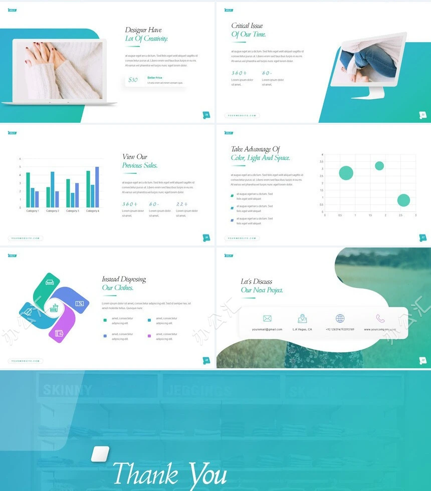 蓝色服装设计品牌宣传广告策划PPT模板