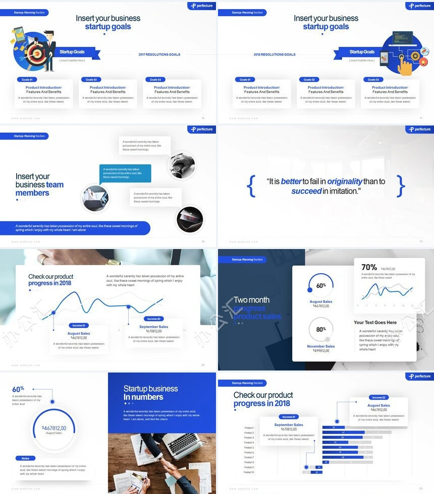 蓝色欧美风数据表格商业计划书通用PPT模板