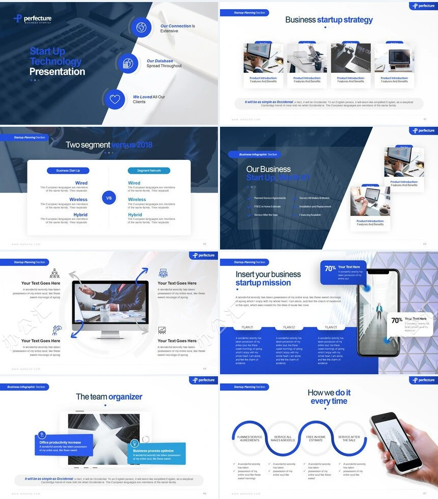 蓝色欧美风数据表格商业计划书通用PPT模板