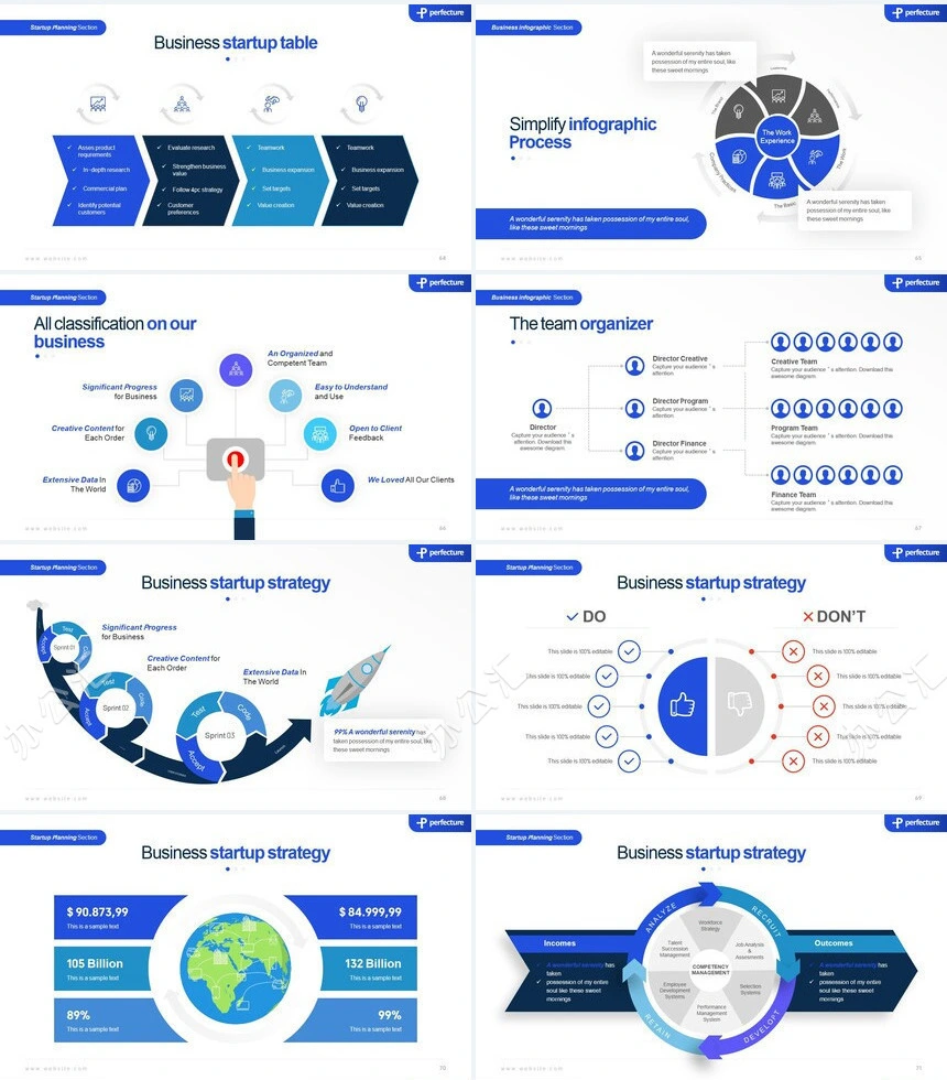 蓝色欧美风数据表格商业计划书通用PPT模板