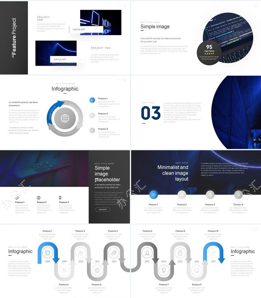 蓝色电子产品高端品牌宣传通用PPT模板