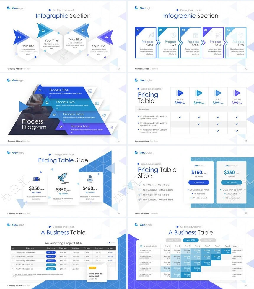 蓝色科技商务风表格数据分析通用PPT模板