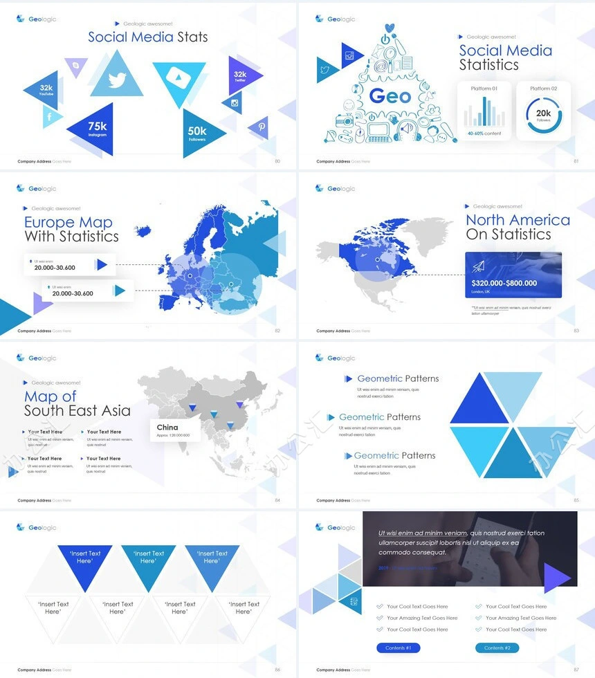 蓝色科技商务风表格数据分析通用PPT模板